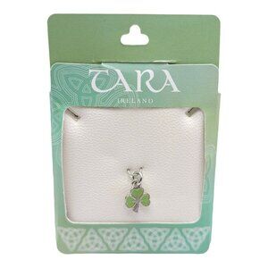 TARA Silver Plated Green Enamel Lucky Shamrock Slide Charm New Old Stock